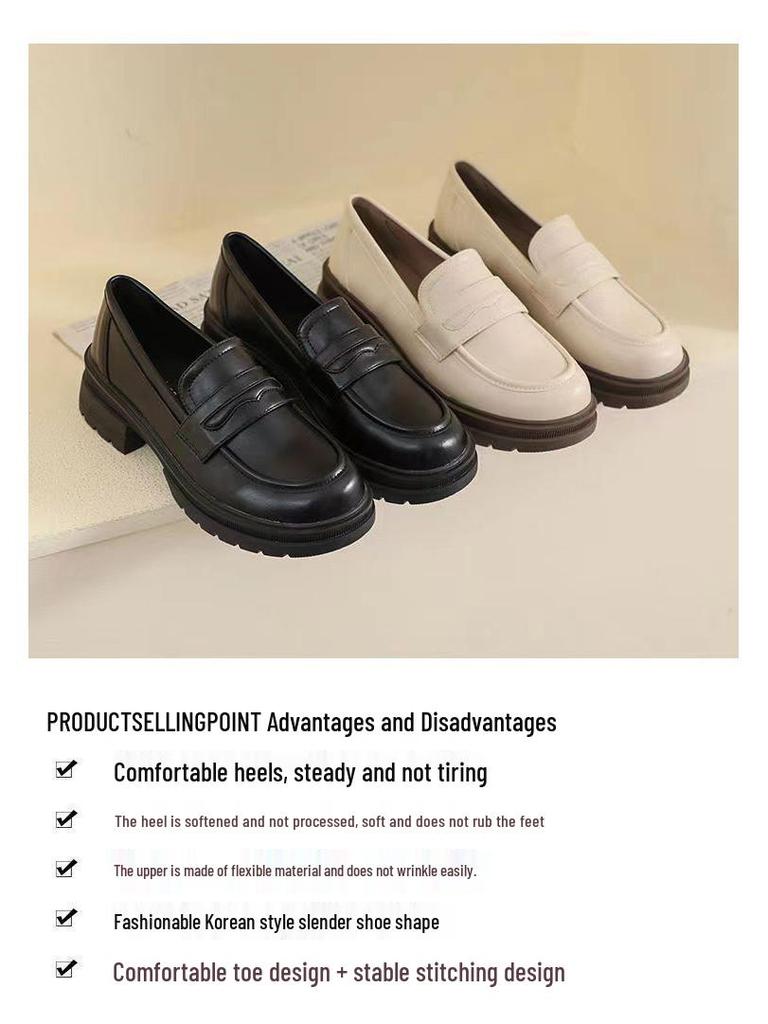 Women's British-Style Thick Sole Loafers, 2025 Trending, Genuine Soft Leather, Versatile & Comfortable.