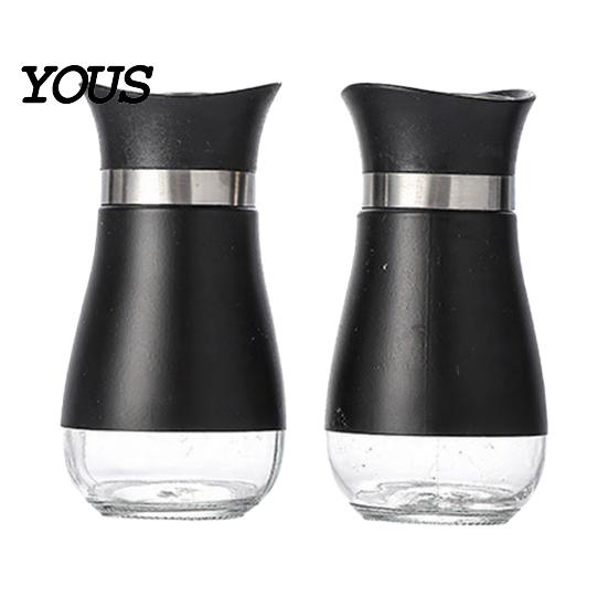 Stainless Steel Spice Containers 2PCS Glass Seasoning Jar, Moisture Proof Kitchen Organization Accessories Holders, Nordic Style Refillable Dispenser
