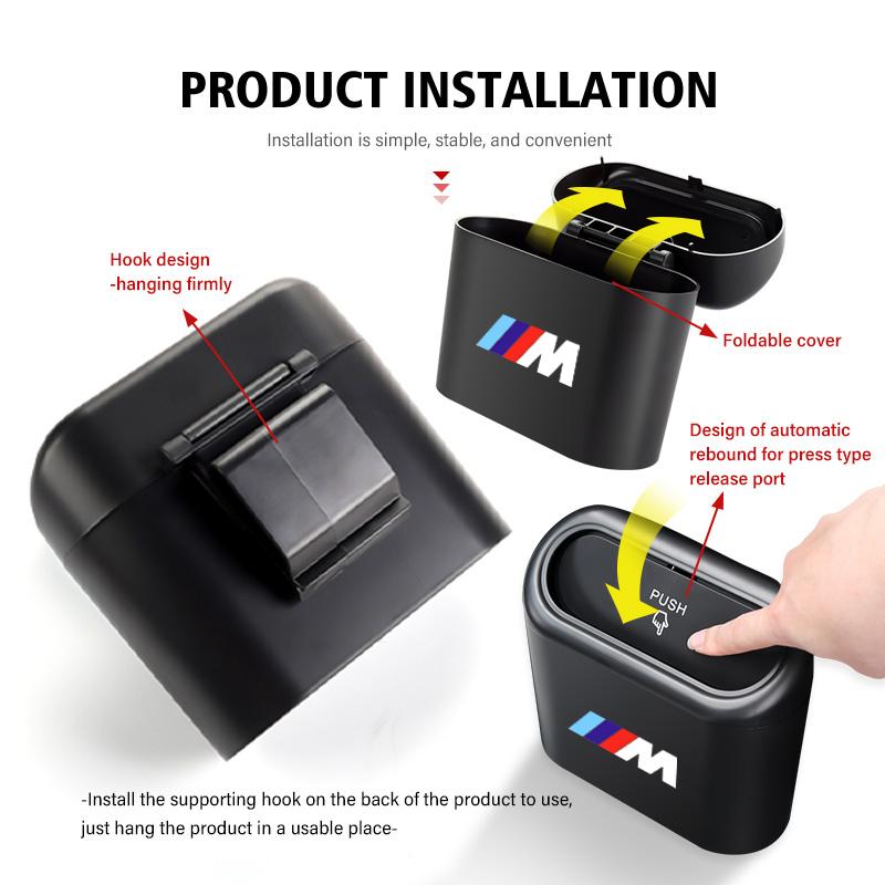 NTSM5 Car Door Hanging Trash Can Storage Box Auto Accessories For BMW M 1 3 4 5 6 7 Series X1 X3 X4 X5 G20 G38 F48 E36 E39