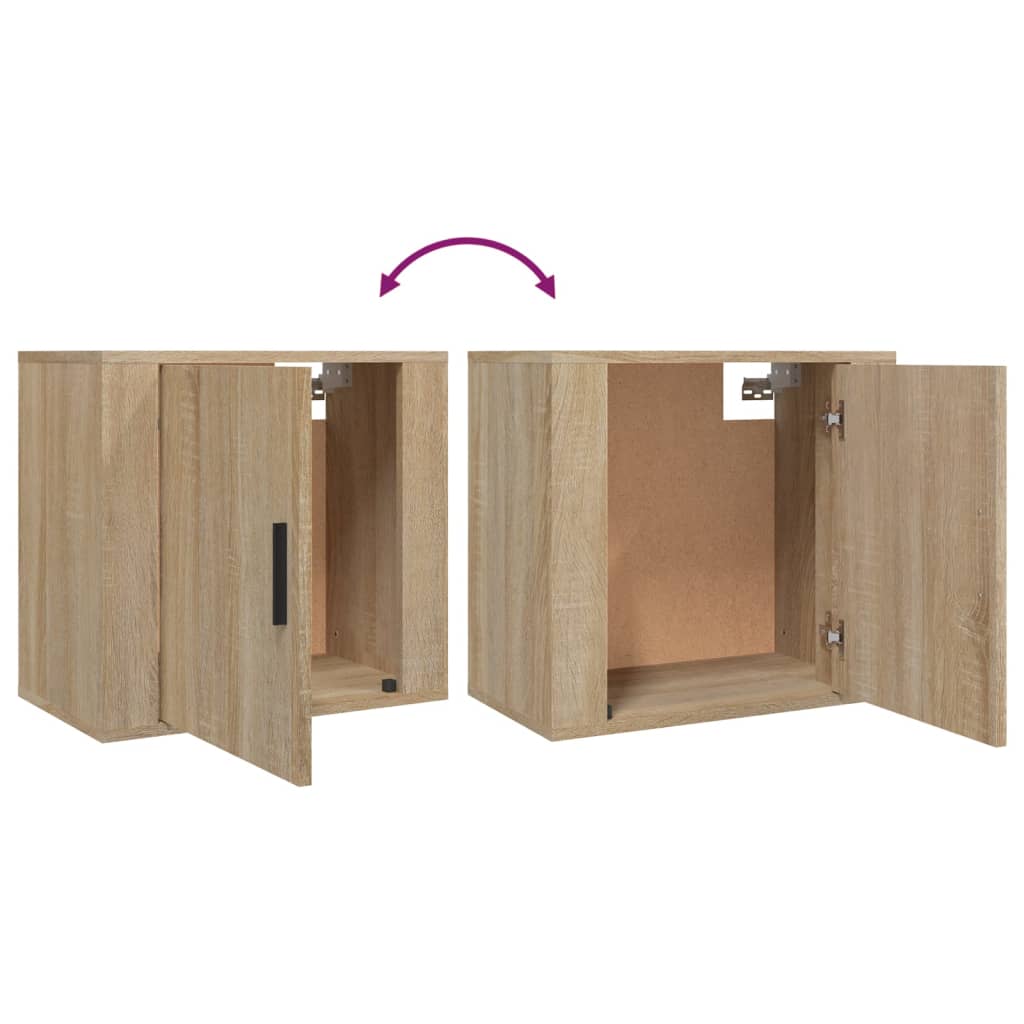 Wall Mounted Nightstands Set of 2 Sonoma Oak Finish 50 x 30 x 47 cm