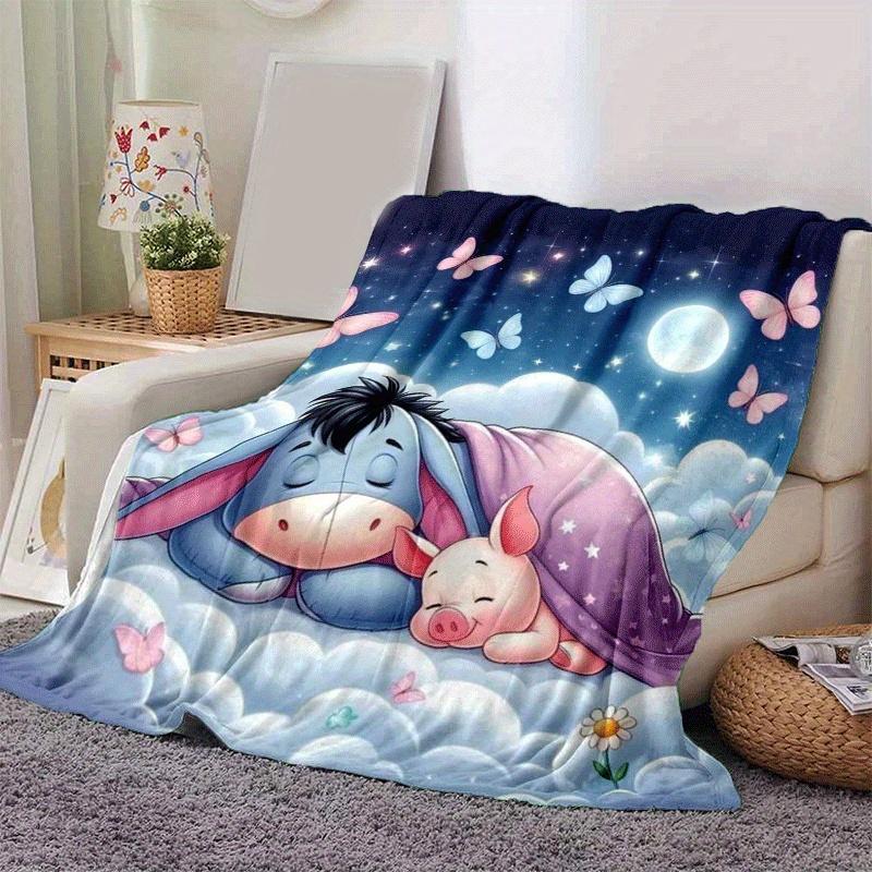 1 Stück Winnie Puuh Druckdecke - Weiche Ganzjahresdecke für Wohnzimmer, Schlafzimmer, Personalisierbares Geschenk mit entzückendem Cartoon-Design