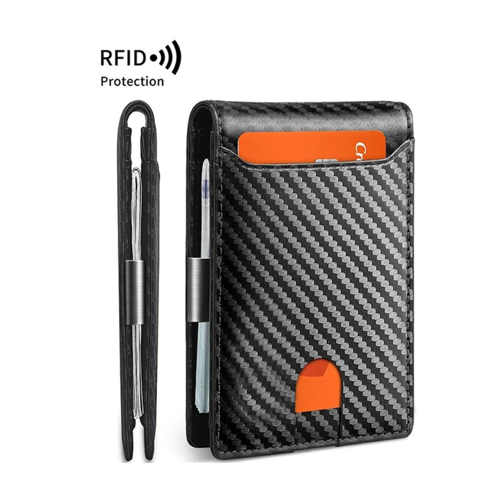 Rfid Blocking Carbon Fiber Men Wallets Short Leather ID Credit Card Holder Case Purse for Men Fols Large Capacity Wallet