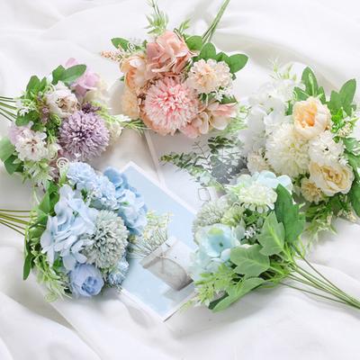 1/5/6 Pezzi Bouquet di Rose Artificiali 7 Forchette Fiore Finto di Seta