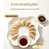HUAIYI Ceramic Dumpling Plate with Dipping Sauce Compartment