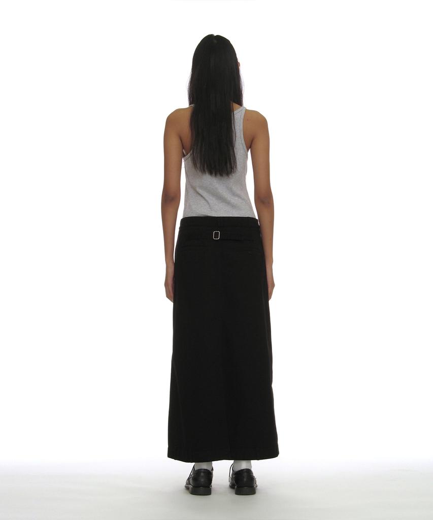 Partimento Woman Inverted Drawstring Maxi Skirt_Black