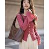 Elegant V-Neck Pleated Slim-Fit Long Sleeve T-Shirt