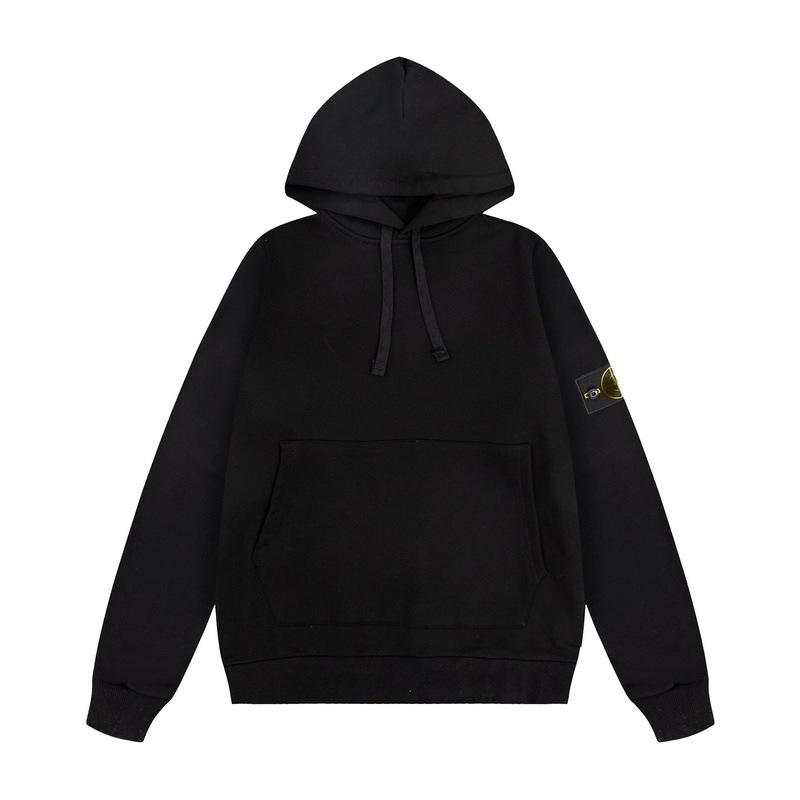 Stone Classic Unisex Uni-Farbe Abzeichen Hoodie - Langarm, Trendiger Stil