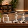 DYS 3Pcs Abstract Yoga Figure Sculpture Set, Hollow Dancer with Glossy Gold Matte Silver Black Nude Finish, Modern Desktop Decor for Bedroom