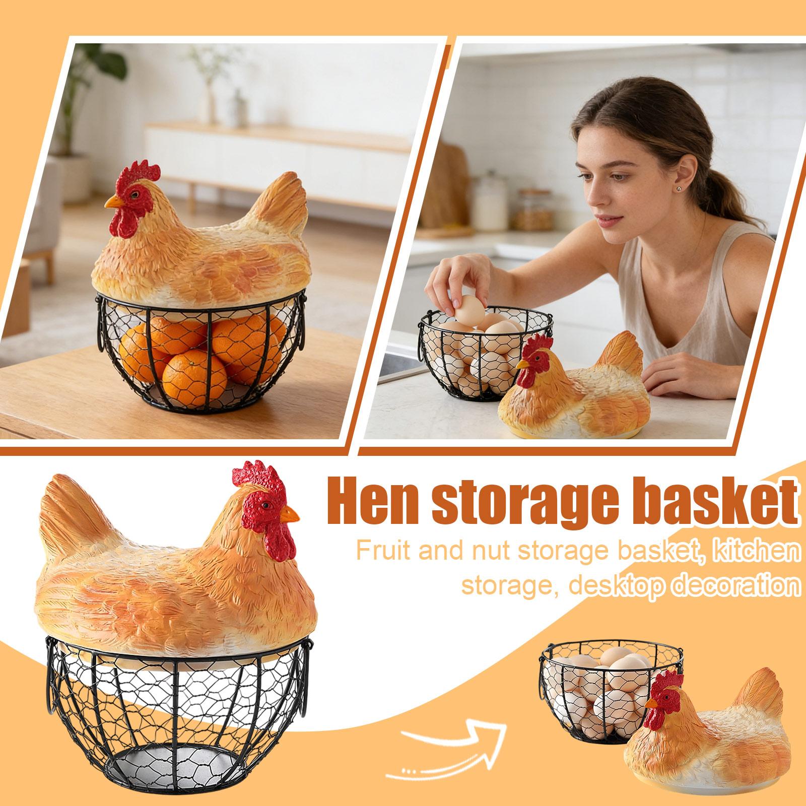 

Hen Shaped Egg Storage Basket For Snack And Fruit Storage One Size
