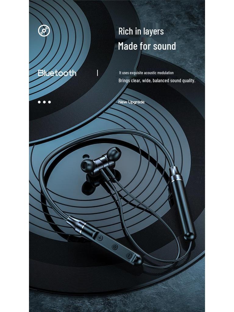 New Neck-Hanging Bluetooth Wireless Sports Earphones with In-ear Magnetic Silicone Design