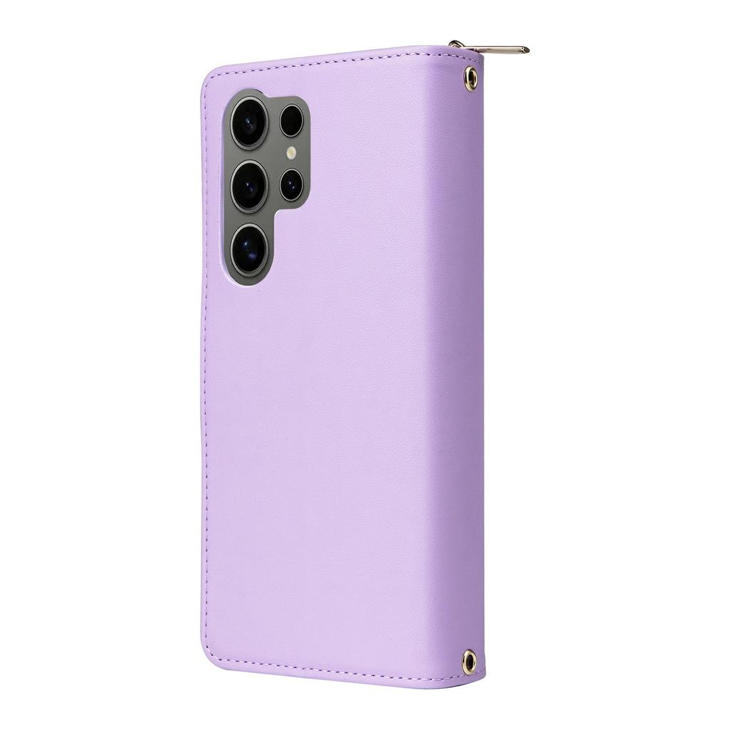 For Samsung Galaxy S25 Ultra Case Zipper Pocket PU Leather Cover with 9 Card Slots