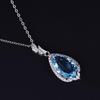 Collana Goccia d'Acqua in Topazio Blu Zaffiro con Accenti di Diamante