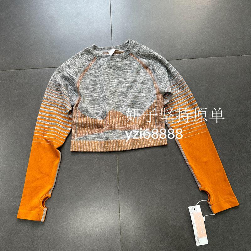 

Yoga Clothes Foreign Trade Pure Original Autumn Fitness Suit Yoga Suit Sports Pilates Training Wear Running Sweatshirts Ash/Tangerine Sports Tops L