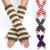 Knitted Arm Warm Gloves Punk Stripe Half Finger Ankle Wrist Sleeves False Sleeves Arm Warmers Elbow Mittens Autumn Winter