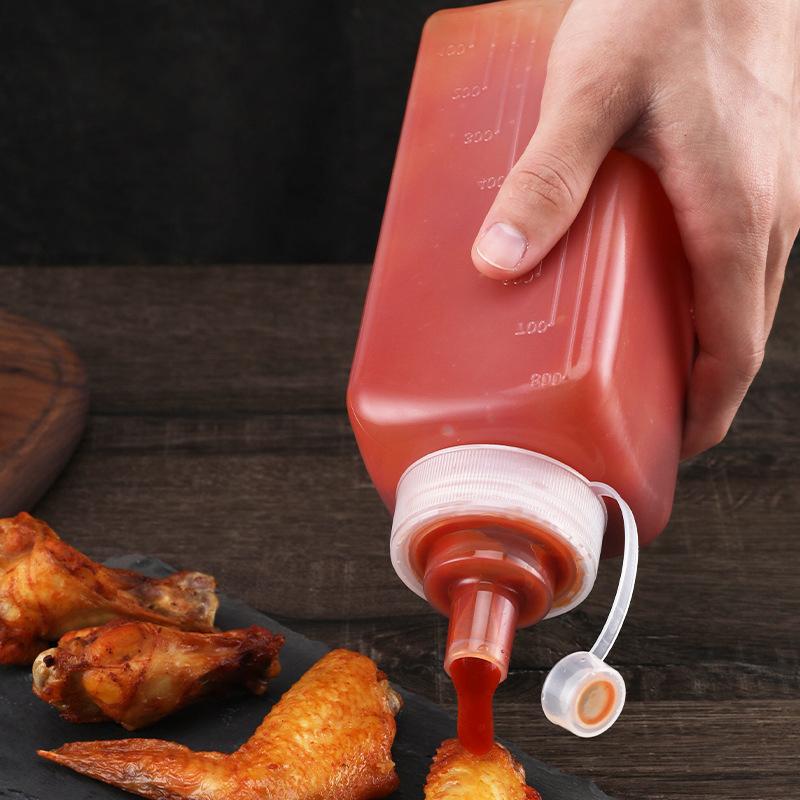 800/1000 ml Quetschflaschen für Soße, Gewürzspender, große Öffnung, staubdicht, Küchenwürze, Salatsoße, Olivenölflasche