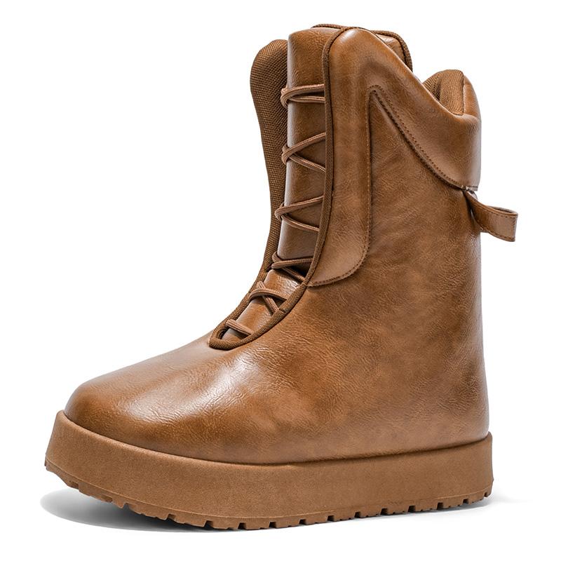 Neue Winter Chic Herren High-Top Stiefel Weiche Kältefeste Warme Schneestiefel Outdoor Straße Schlicht Rutschfest Lässig Weihnachtsgeschenk