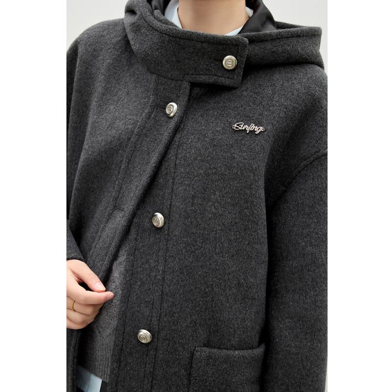 Qiusy Yiren Elegant Commuter Hooded Wool Blend Coat