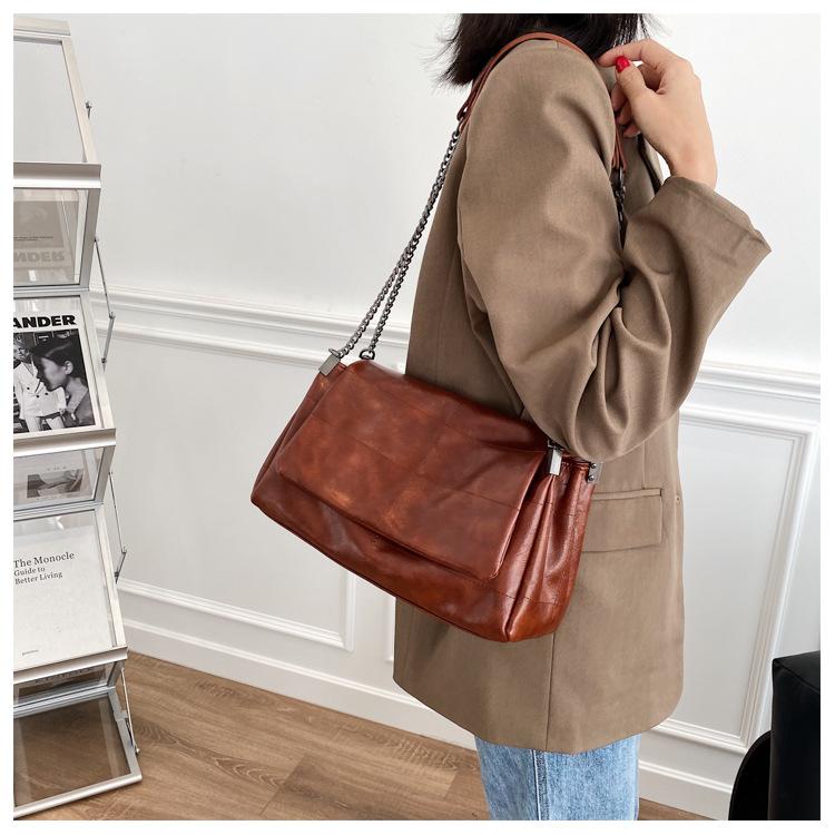 New Leather Women's Bag Korean Version Crossbody Bag Chain Bag Versatile Large Capacity Single Shoulder Bag for Women
