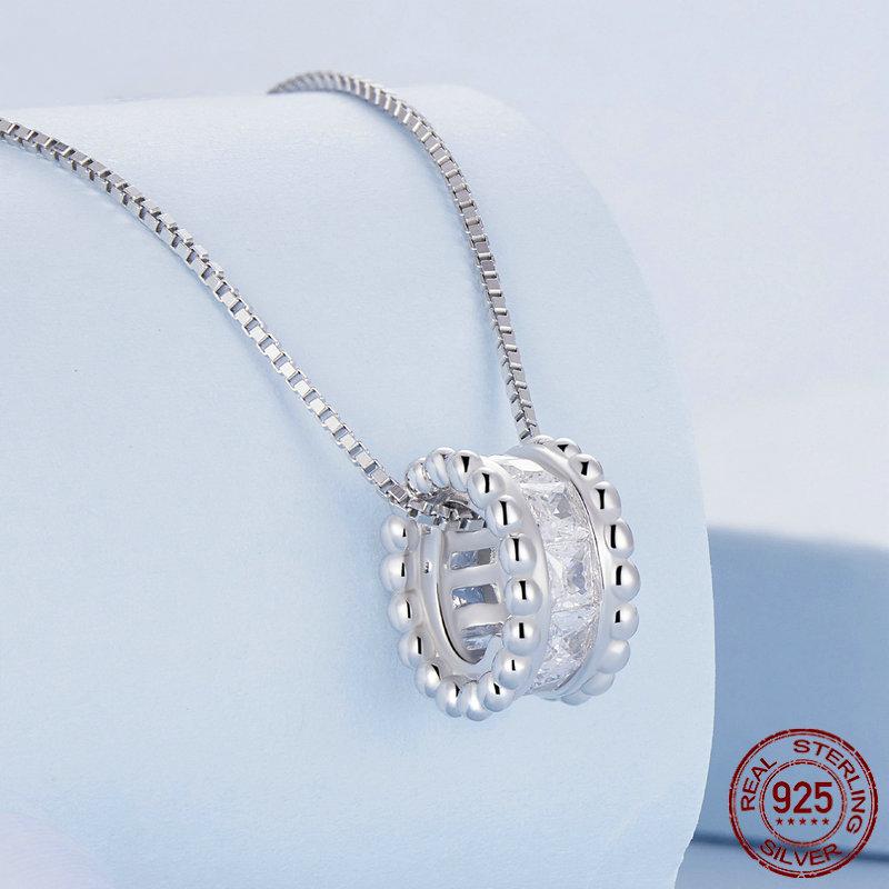 S925 Sterling Silver Classical Waist Bead Pendant Necklace Cubic Zircon Neck Chain for Women Birthday Valentine's Day Gift