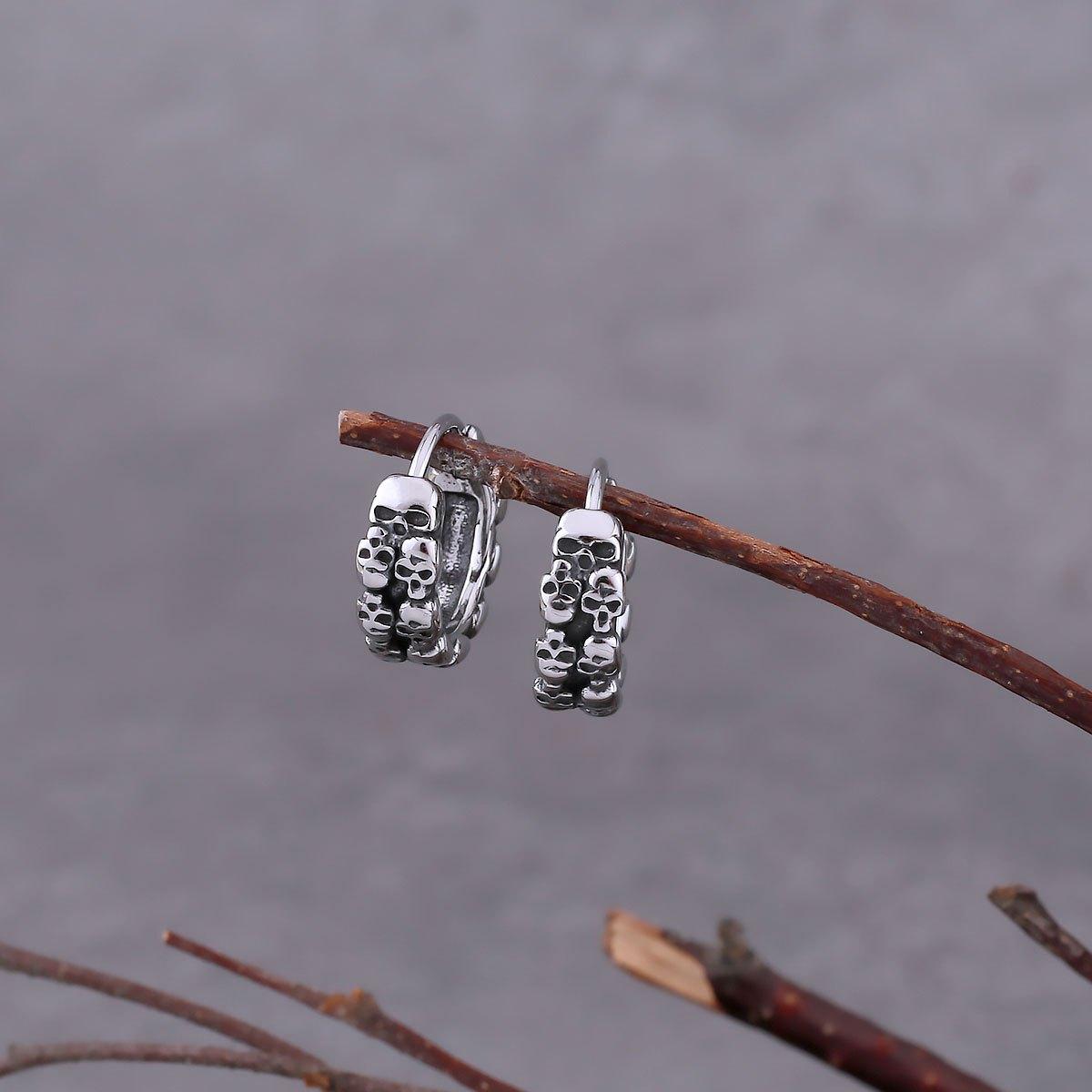 Halloween Gothic Fashion Men s Skull Earrings Hip Hop Rock Bicycle Accessories Punk Boys Retro Stainless Steel Skull Cool Jewelry