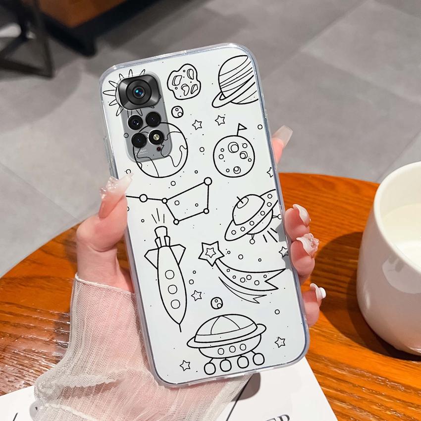 Para Redmi Note 11 11S 11T 12 12S Pro Plus Turbo Capa de Telefone Padrão de Laço Rosa Bonito Silicone Transparente de Alta Qualidade Capa Antiderrapante Para Carcaça Redmi