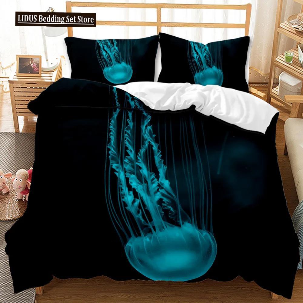 Jellyfish Duvet Cover Set Jellyfish Printed Comforter Cover For Teens Kids Ocean Theme Bedspread Sea Coral Polyester Quilt Cover