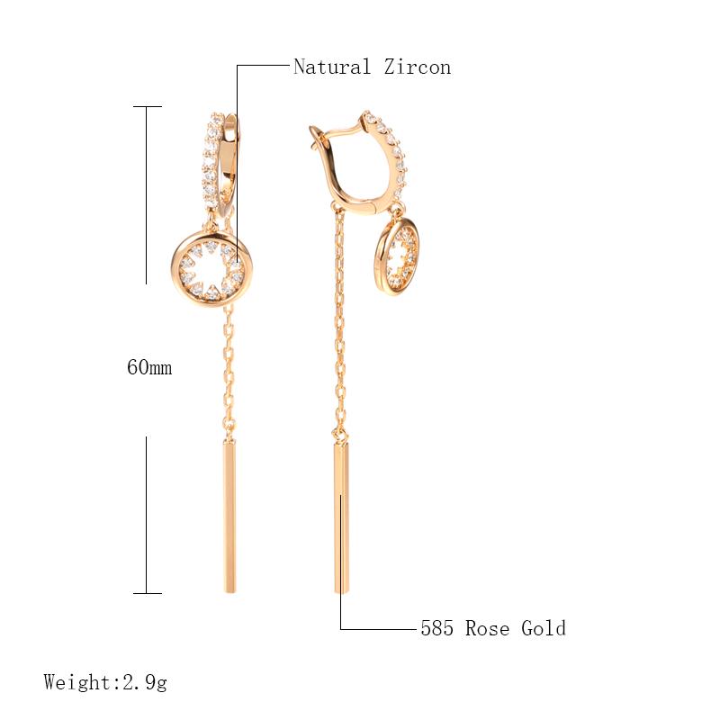 Trend Long Tassel Dangle Earrings For Women Fashion  Rose Gold Color Natural Zircon Fine Daily Jewelry Crystal Gift