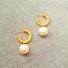 Meier Freshwater pearl earrings - baroque design, gold-plated, minimalist style, 925 sterling silver posts