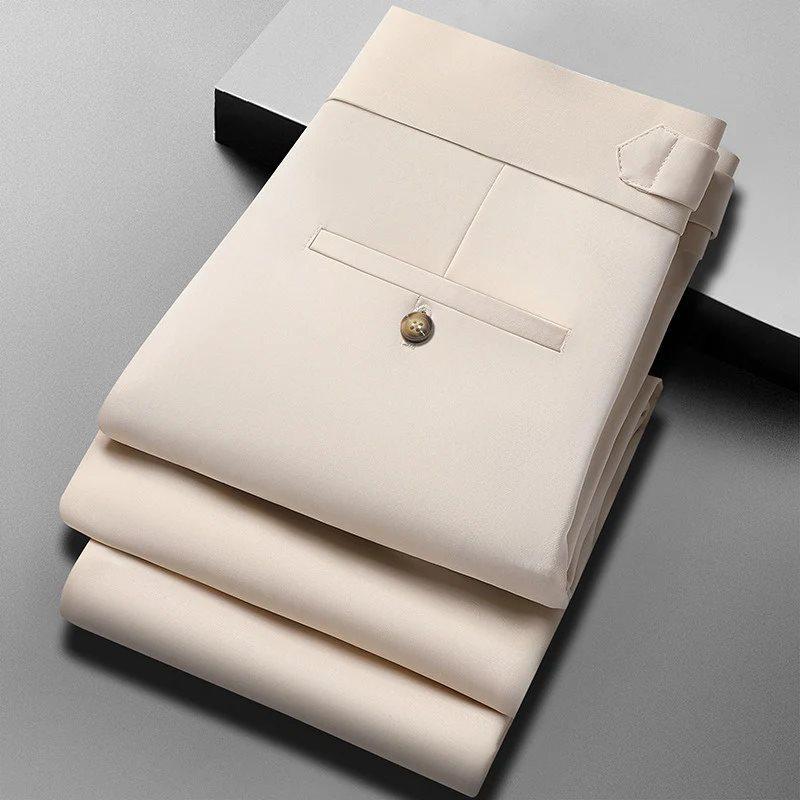 Year-Round Stock: Loose Fit Straight-Cut Business Suit Pants
