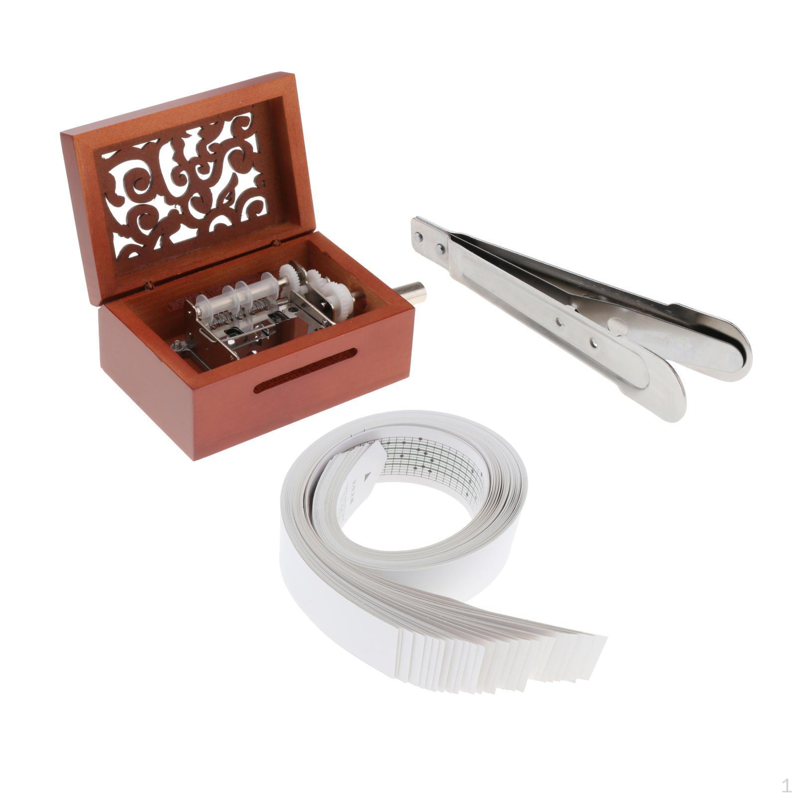 

15 Notes Hand Crank Music Box Movement with Hole Puncher and Papers DIY Make Your Tool Kit