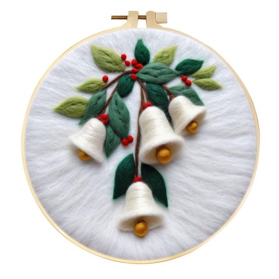 Christmas Needle Felting Kit Holiday Felt Painting Set for Beginners Starter Needle Felting DIY Craft Kit with Pad Needles Wool Decorative Frame