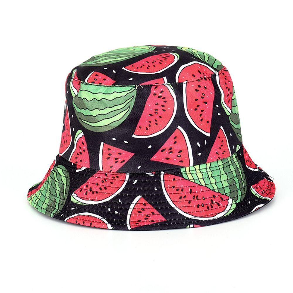 Fruit Pattern Fisherman Hat Double-Sided Panama Hat Leisure Style Beach Hat for Men Women