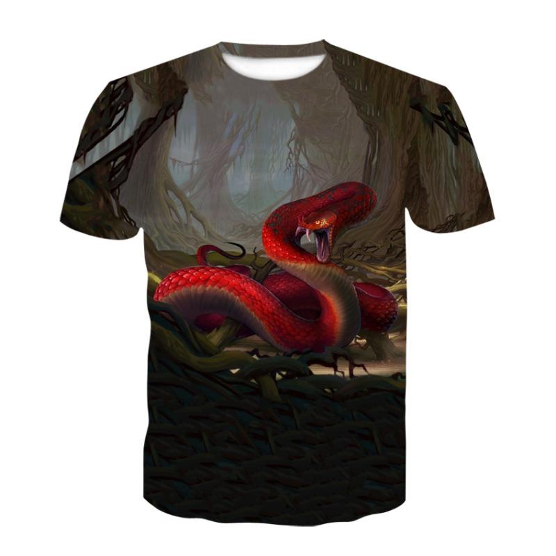 2022 New Snake Pattern Men's T-shirts Men's Animal 3D Short Sleeve Summer Casual Tops Fashion O-Neck Shirts Street Clothing