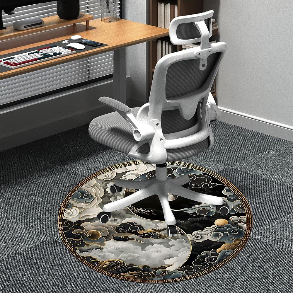 

1pc Yin-Yang Clouds Chair Carpet for Office Non-Slip, Machine Washable Rug for Office, Room - Holiday Decor, Machine Made yy251016138 80cm by 80cm