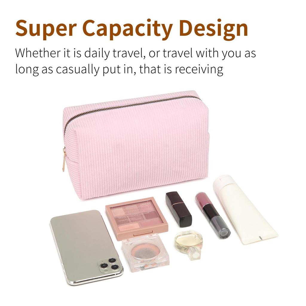 Corduroy Octagonal Winter Cosmetic Travel Bag - Large Capacity Toiletry Storage