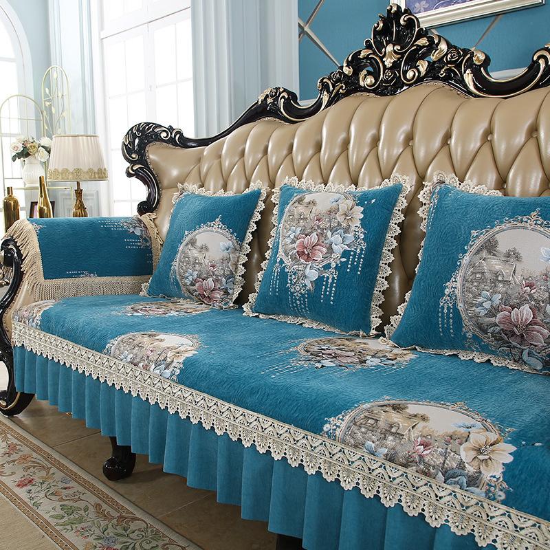 

European Sofa Cushion Combination Sofa Universal In All Seasons Chenier Non-Slip Seat Cushion Backrest Towel The Position Of The Concubine Can Be D 90*90cm