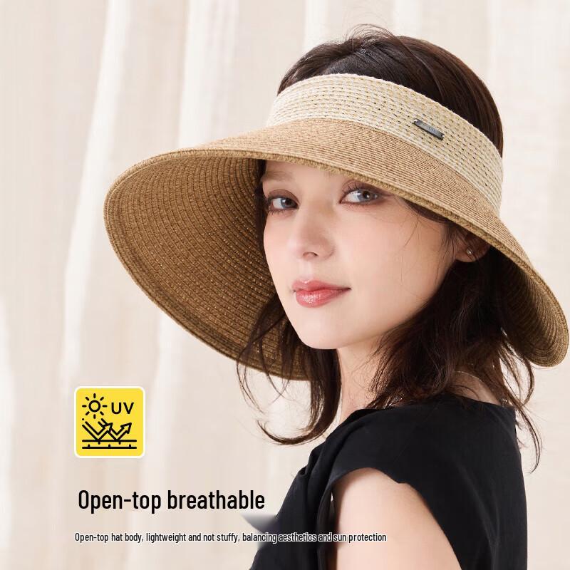 JIUMU Women's Roll-Up Wide-Brim Sun Visor Hat