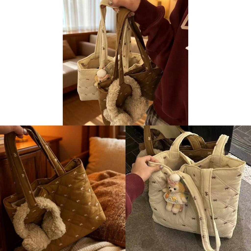 Casual Nylon Tote With Floral Butterfly Embroidery And Magnetic Closure For Work And Leisure