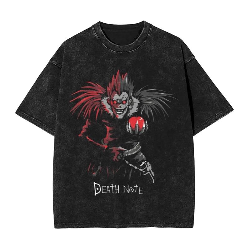 Manga DEATH NOTE T Shirts L Lawliet Graphic Print T-Shirts Washed Oversize Tshirt Short Sleeve Cotton Soft Tee Men Women Clothes