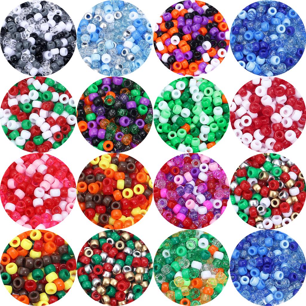 200pcs/lot 9mm Mix Color Acrylic Beads 4mm Big Hole Round Loose Beads For Jewelry Making DIY Necklace Bracelet Craft Accessories