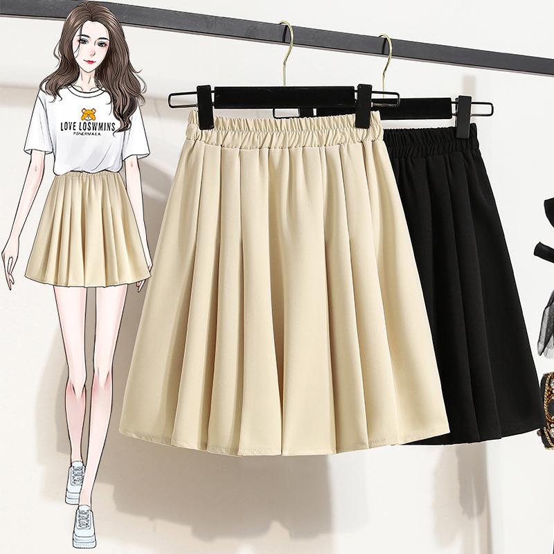 DIMANAF 2026 Summer New Plus Size Women Waist Elastic Shorts Skirts Casual Loose Fashion Lady Bottoms Pleated Skirt