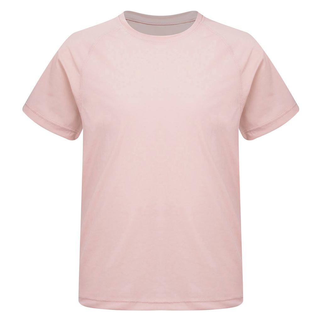 Girls Sports Top Quick Drying Fabric Solid Color Short Sleeve Round Neck Athletic Shirt