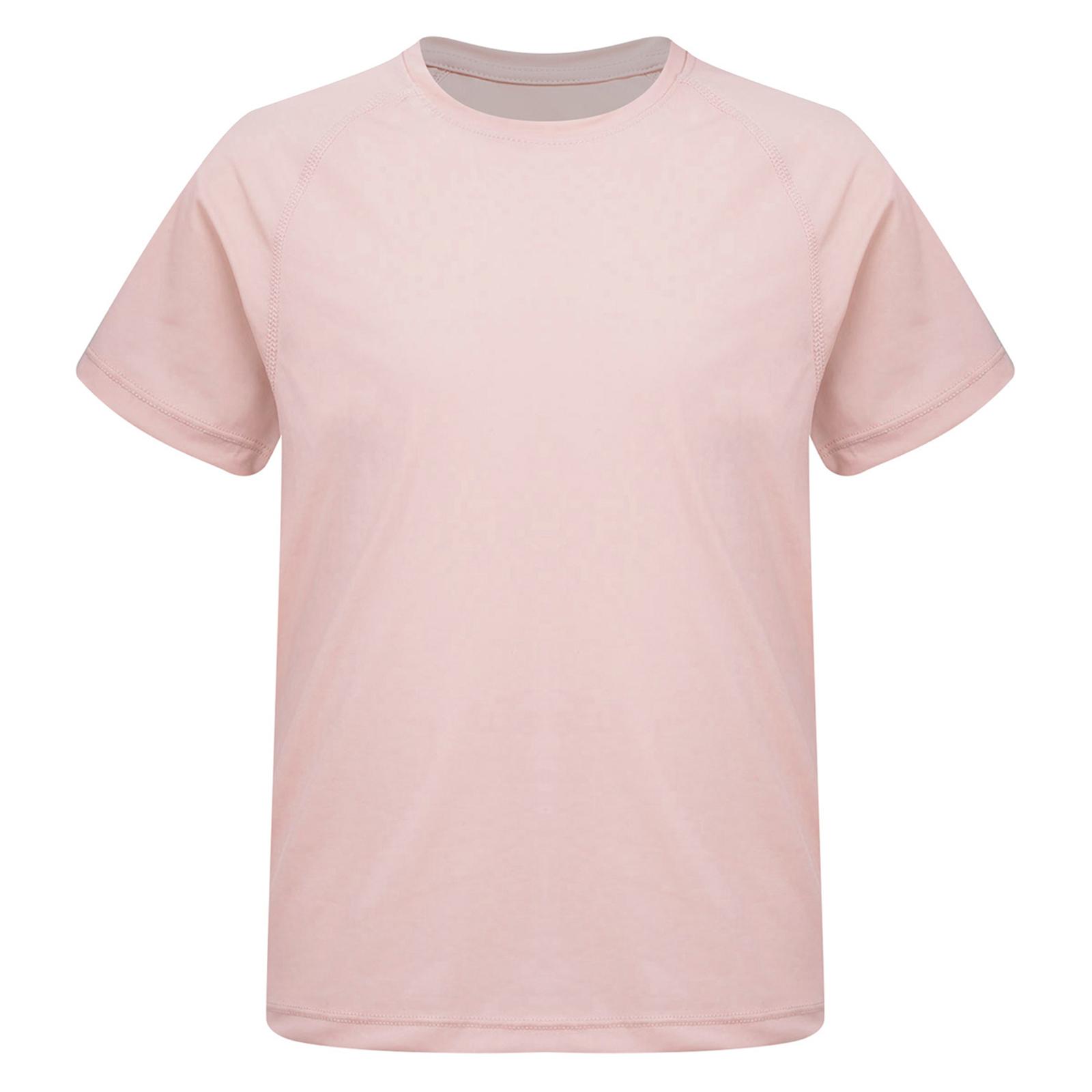 

Детский спортивный топ для девочек, влагоотводящий, однотонный, с коротким рукавом и круглым вырезом, спортивная футболка для активных игр 11-12 Years