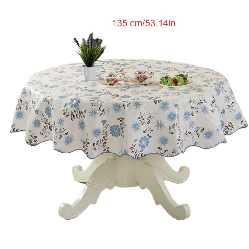 Florals Pattern Tablecloth Oilproof Waterproofs Easy Cleaning Round Table Cover for Home Restaurant Decors Table Cloth