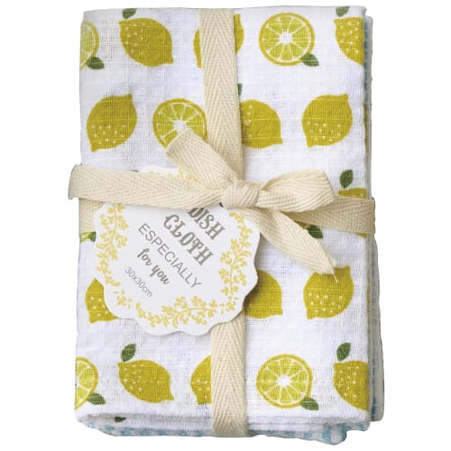 Rep Citrus Dishcloths, 2-Pack, Yellow, 30x30cm, 100% Cotton, Waffle Fabric, Gift, Birthday, Stylish, Cute, 440100