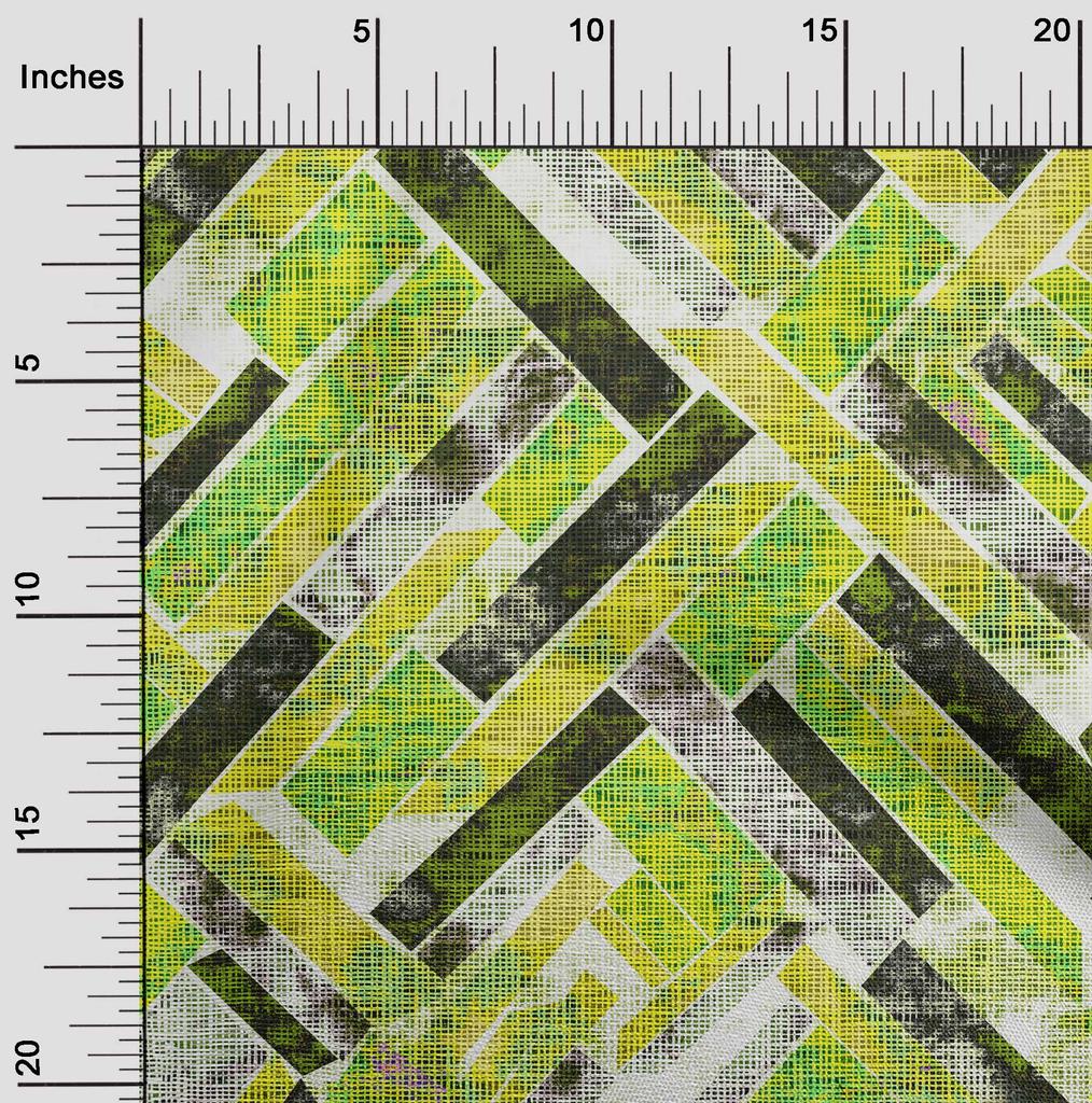 oneOone Cotton Flex Light Green Fabric Stripes Sewing Material Print Fabric By The Yard 40 Inch