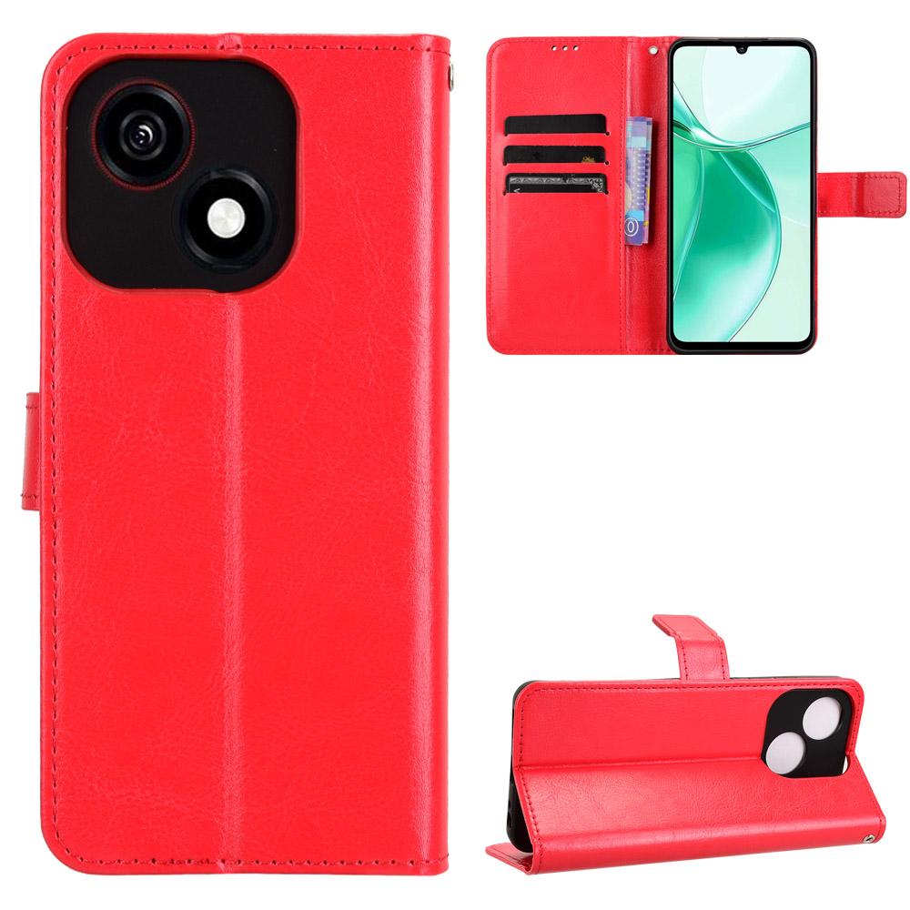 For ZTE Blade A35e PU Leather Case with Strap Crazy Horse Texture Phone Wallet Cover