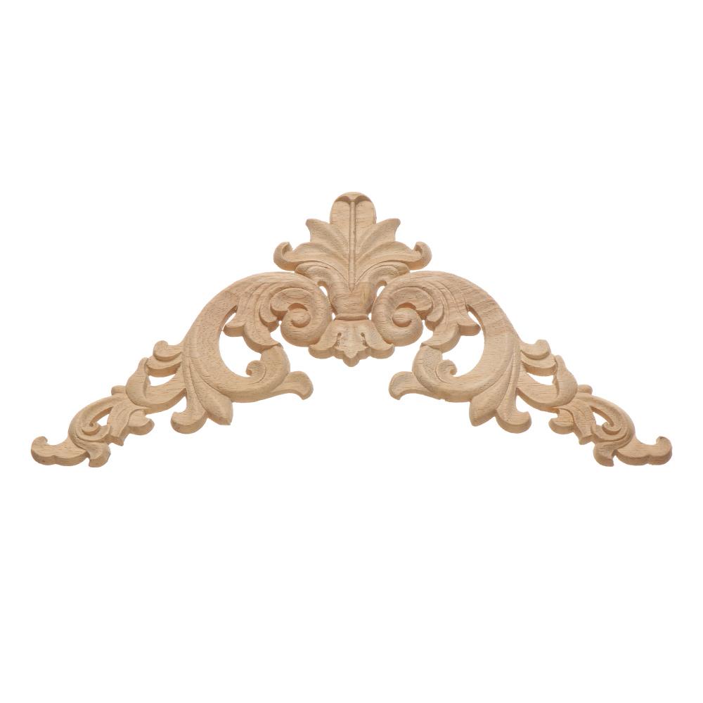 Floral Wall Door Decoration Furniture Parts Woodcarving Decorative wooden Figurines Crafts Corner Appliques Frame Wood Carved