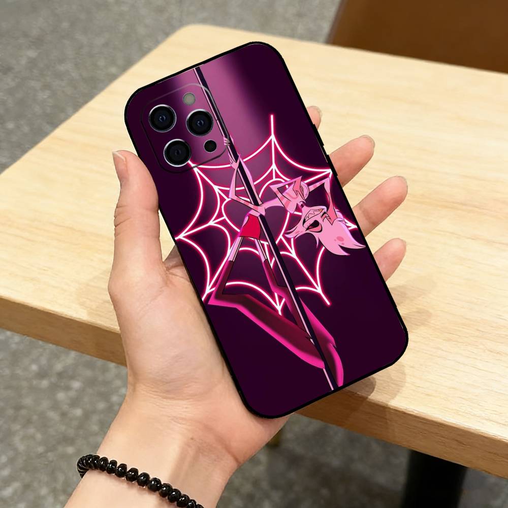 A-Angel Dust H-Hazbin H-Hotel Phone Case For iPhone 17,16,15,14,13,12,11 Plus,Pro Max,XS,Soft Silicone Black Cover iPhone13