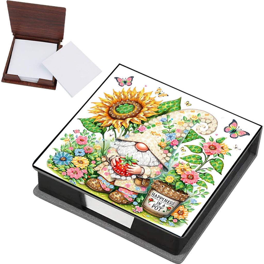 Animals Leather Gem Painting Memo Pad Holder Mosaic Kit Diamond Art Note Box with 160 Sheets of Paper for Adults Beginners